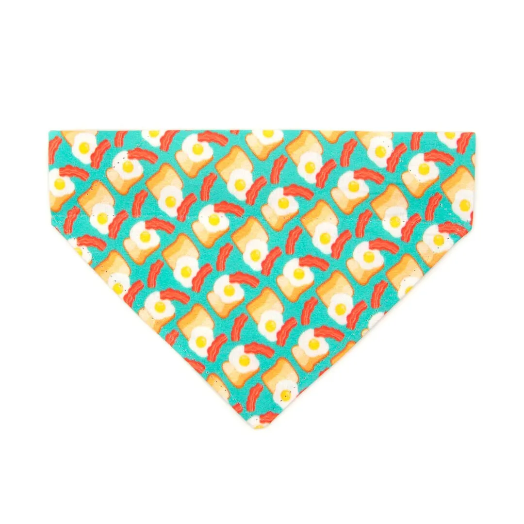 Pet Bandana - "Breakfast Club" - Bacon, Eggs & Toast Bandana for Cat   Small Dog / Food / Slide-on Bandana / Over-the-Collar (One Size)