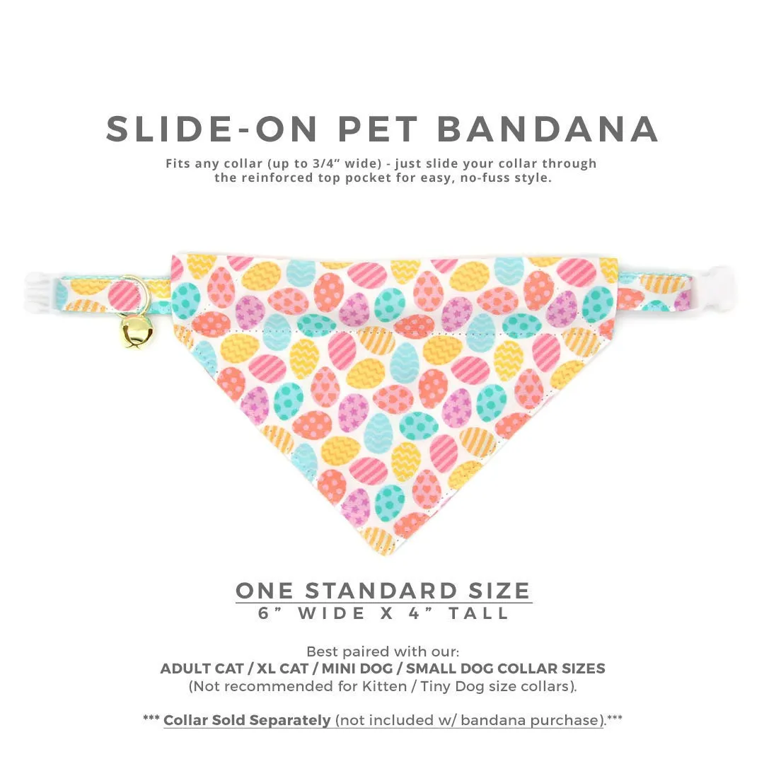 Pet Bandana - "Candy Eggs" - Colorful Easter Eggs Bandana for Cat   Small Dog / Easter / Slide-on Bandana / Over-the-Collar (One Size)