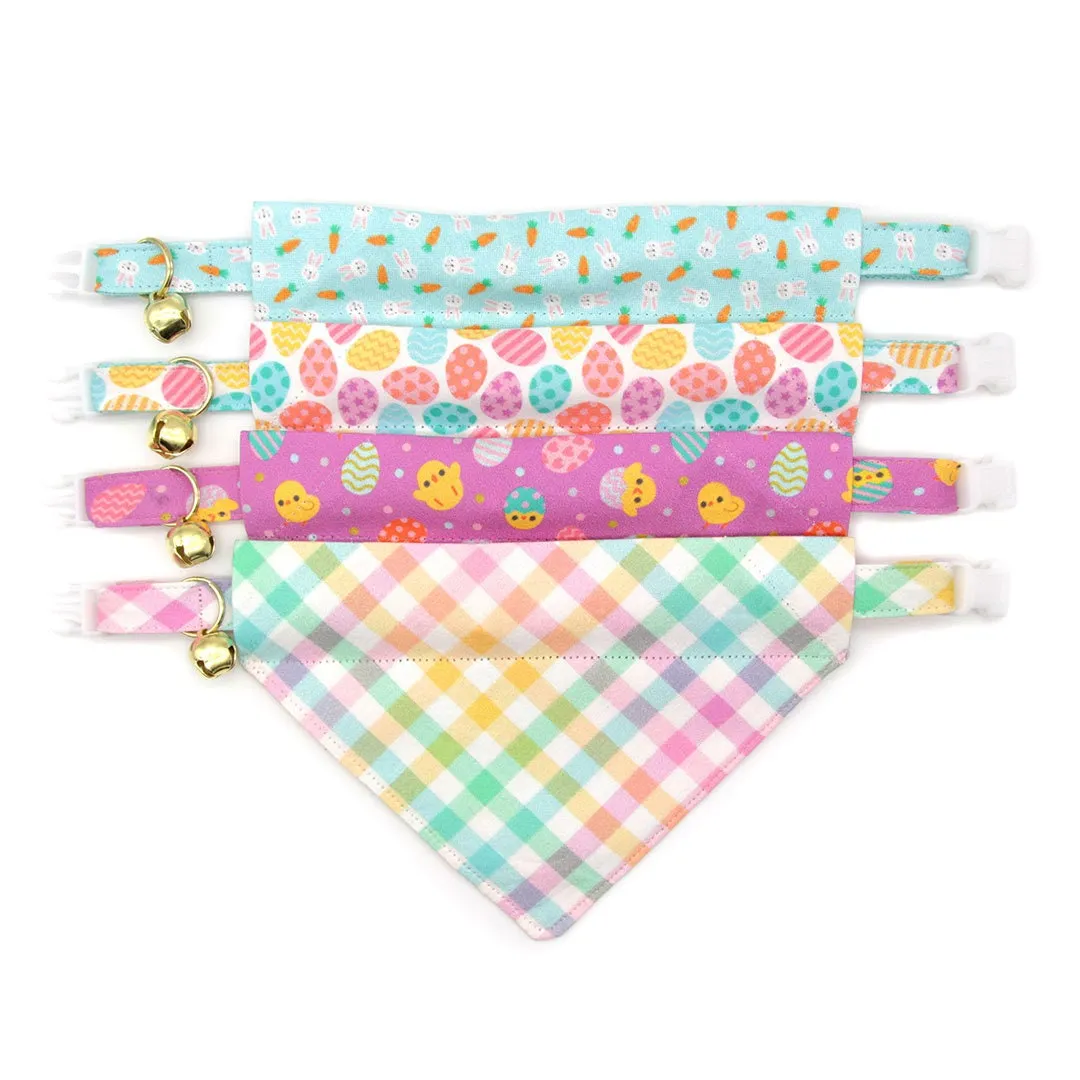 Pet Bandana - "Candy Eggs" - Colorful Easter Eggs Bandana for Cat   Small Dog / Easter / Slide-on Bandana / Over-the-Collar (One Size)