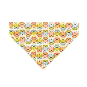 Pet Bandana - "Feathered Friends" - Owl Bandana for Cat   Small Dog / Slide-on Bandana / Over-the-Collar (One Size)