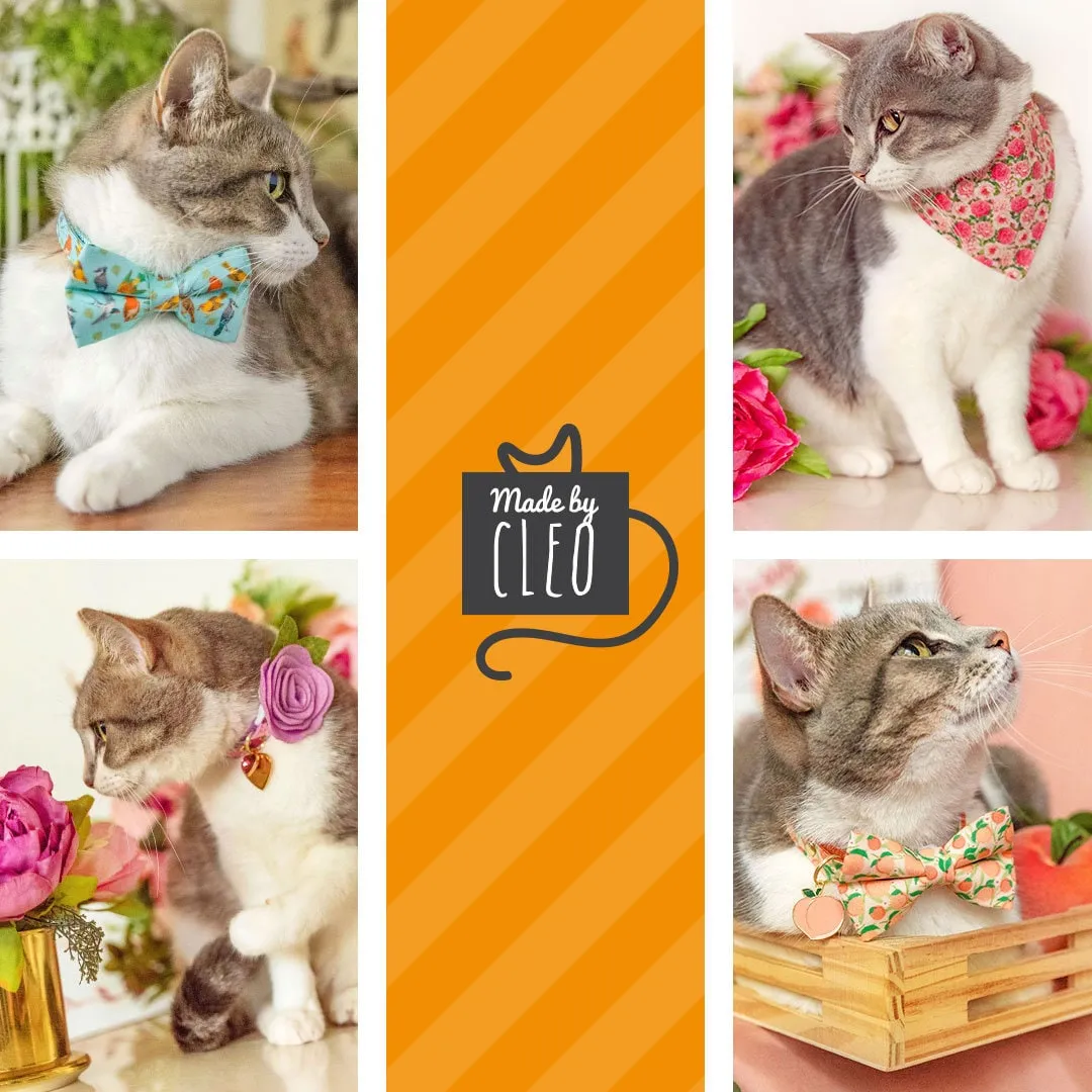 Pet Bandana - "Just Peachy" - Peach Bandana for Cat   Small Dog / Peaches Slide-on Bandana / Over-the-Collar (One Size)