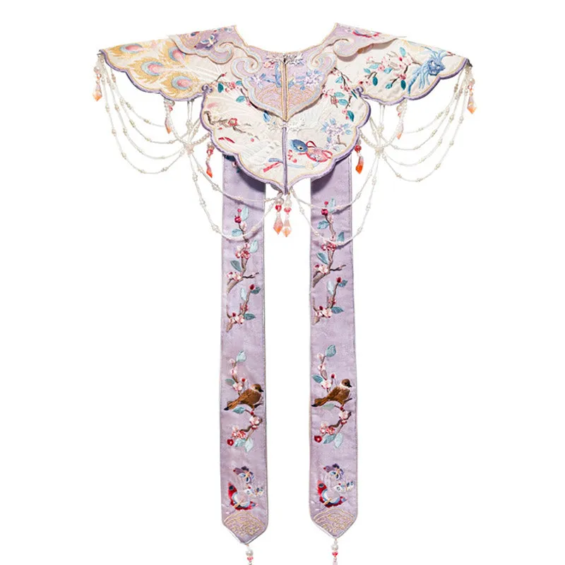 Pink Flowers and Birds Traditional Ancient Chinese Embroidered Hanfu Clothing Mamianqun Hanfu Skirt