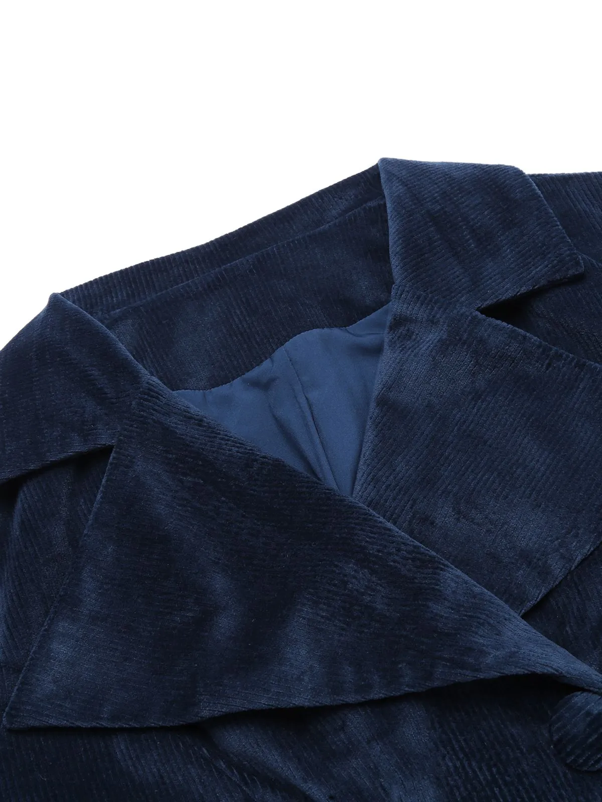 [Plus Size] Navy Blue 1950s Velvet Long Coat