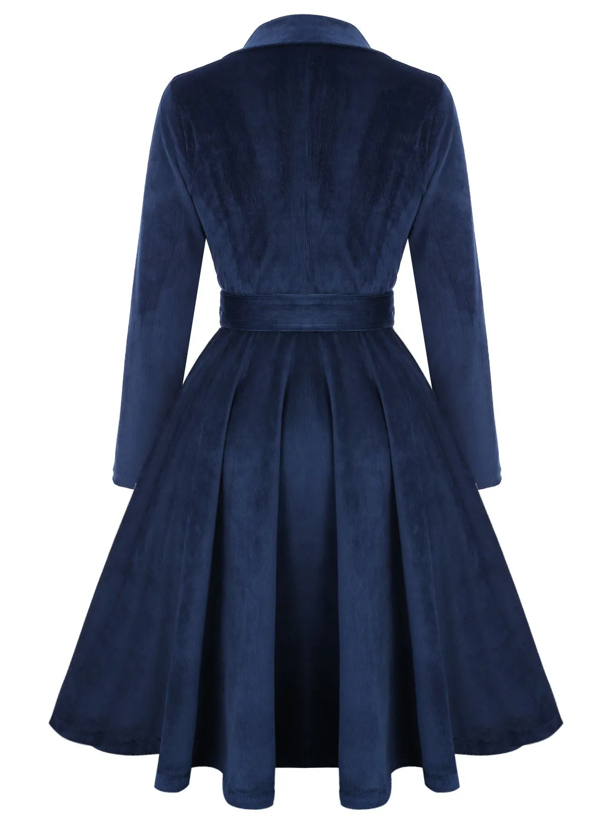 [Plus Size] Navy Blue 1950s Velvet Long Coat