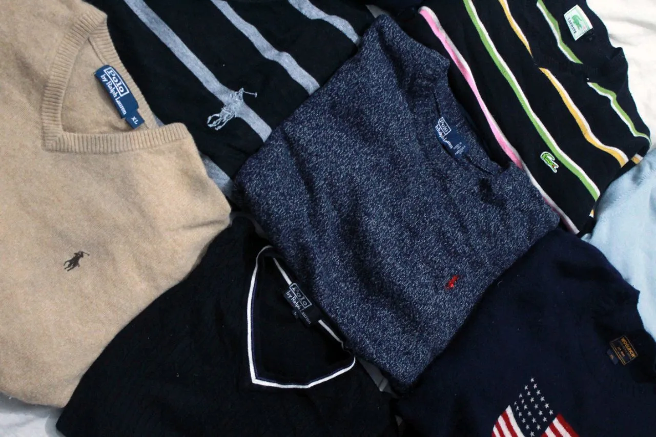 Polo Ralph Lauren, Lacoste, Tommy, Burberry, and others sweater 50 pieces Bundle