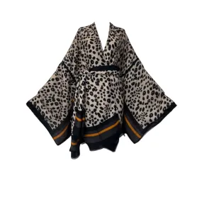 Pre Order: Chic Leopard Print Midi Kimono Cardigan - WINI