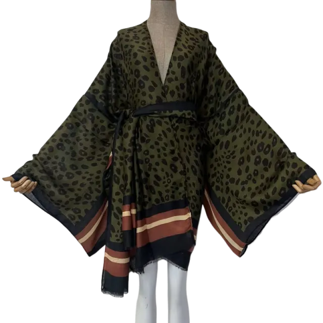 Pre Order: Chic Leopard Print Midi Kimono Cardigan - WINI