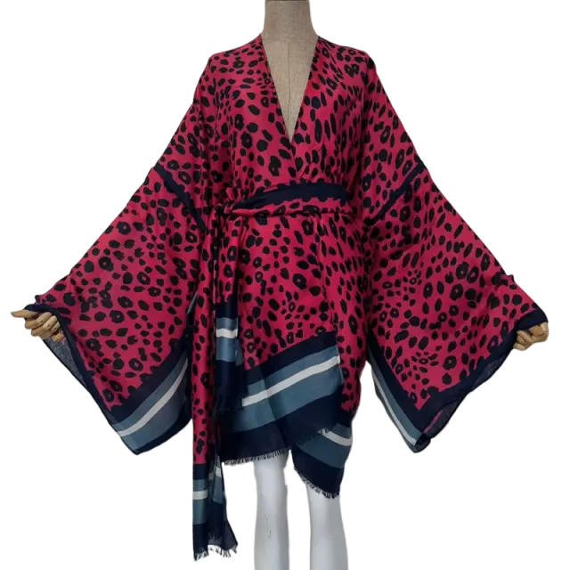 Pre Order: Chic Leopard Print Midi Kimono Cardigan - WINI