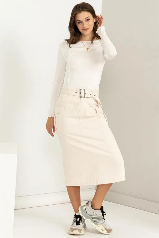 PROFESSIONAL POISE  BUCKLED BELT CARGO SKIRT