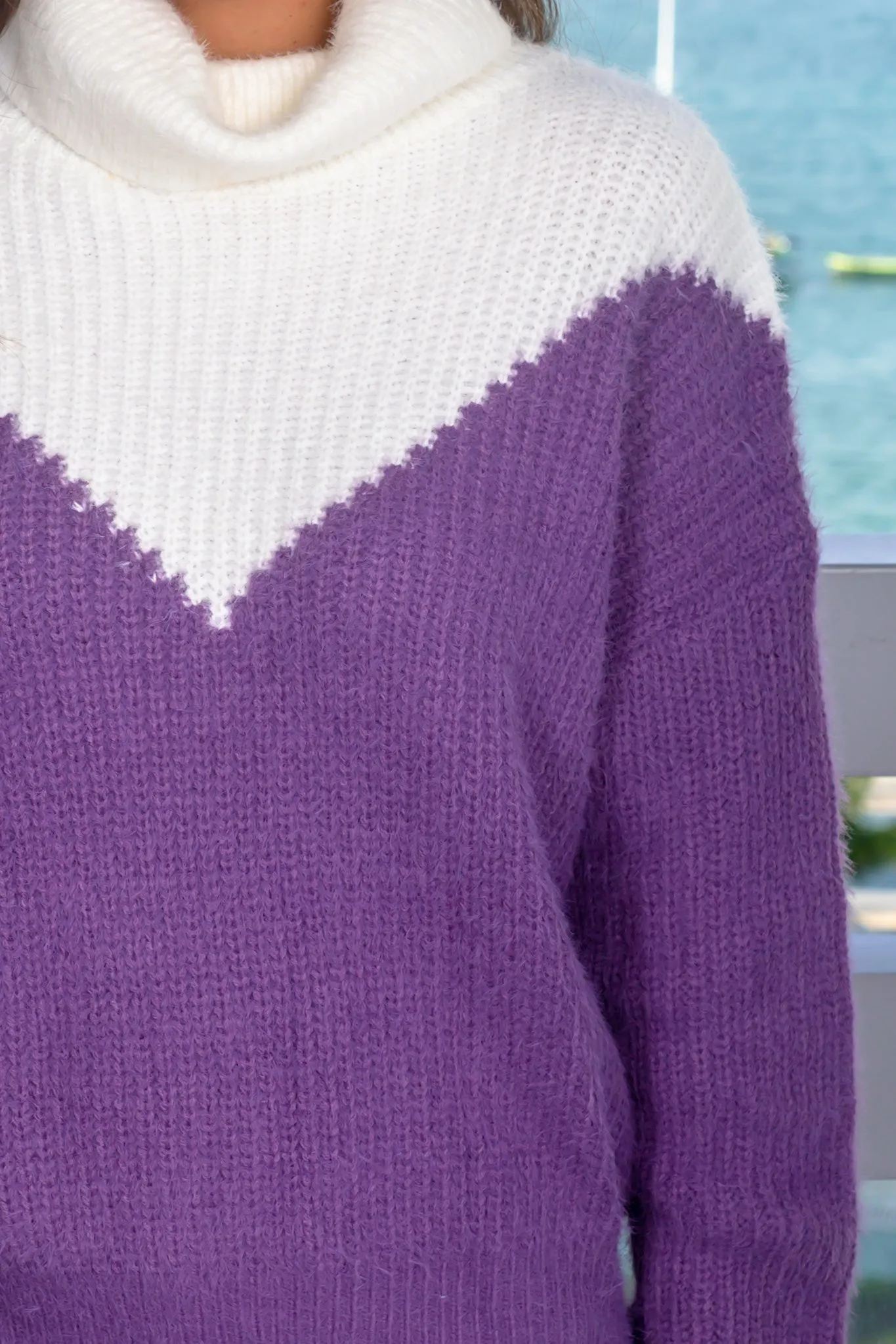 Purple Color Block Sweater