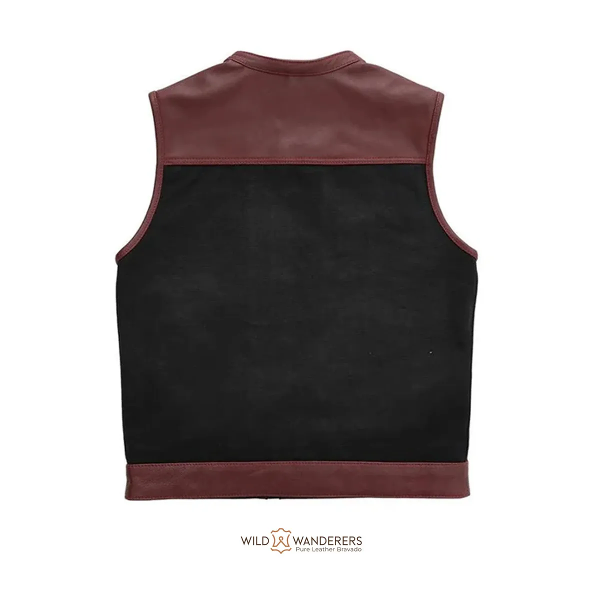 Red Ox Men's Motorcycle Leather/Canvas Vest