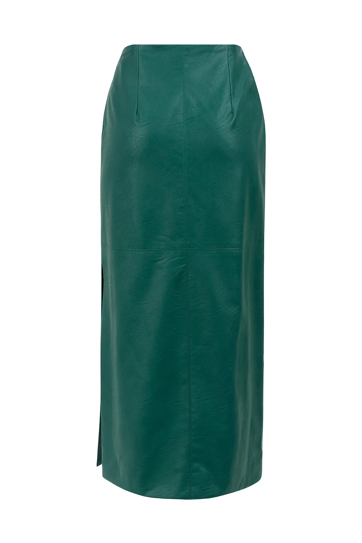 Regina Midi Faux-Leather Skirt Green