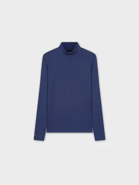 RIBBED JERSEY TURTLENECK-NAVY