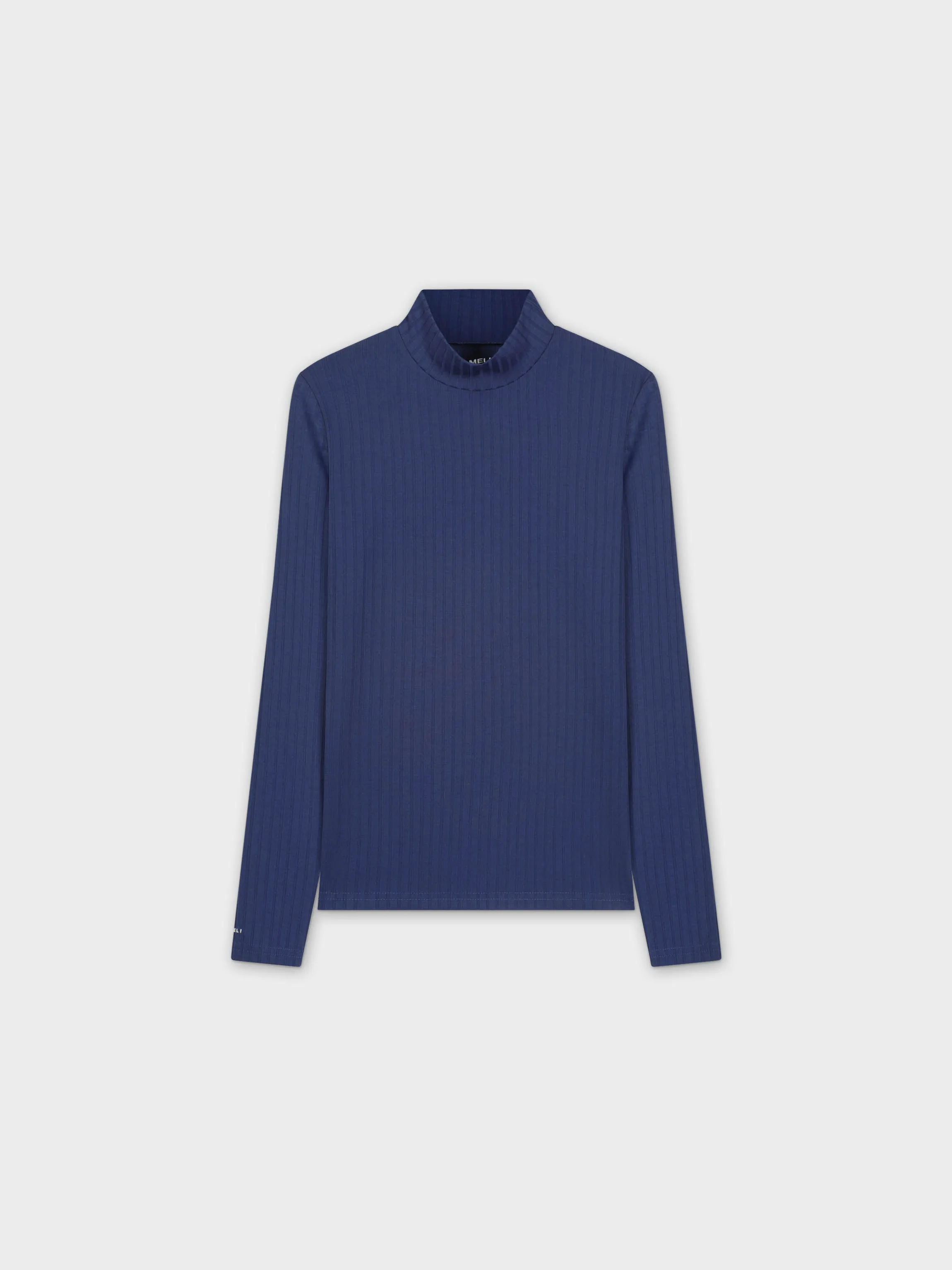 RIBBED JERSEY TURTLENECK-NAVY