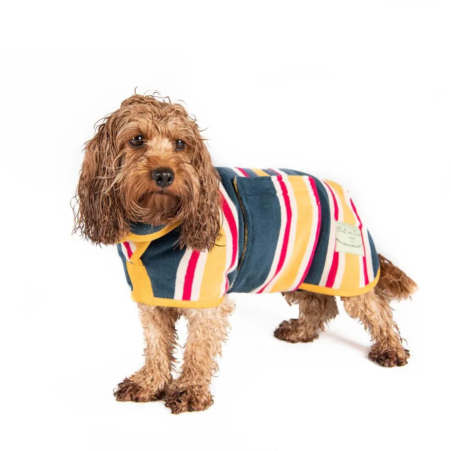 Ruff and Tumble Dog Drying Coat - Beach Stripe