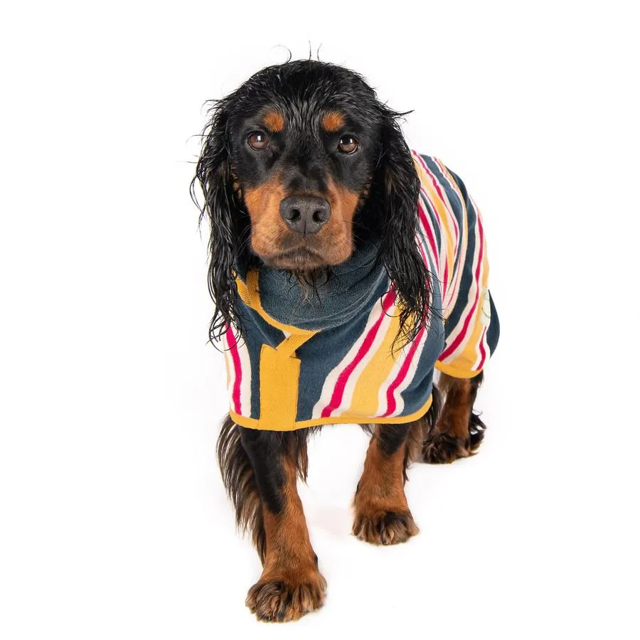 Ruff and Tumble Dog Drying Coat - Beach Stripe