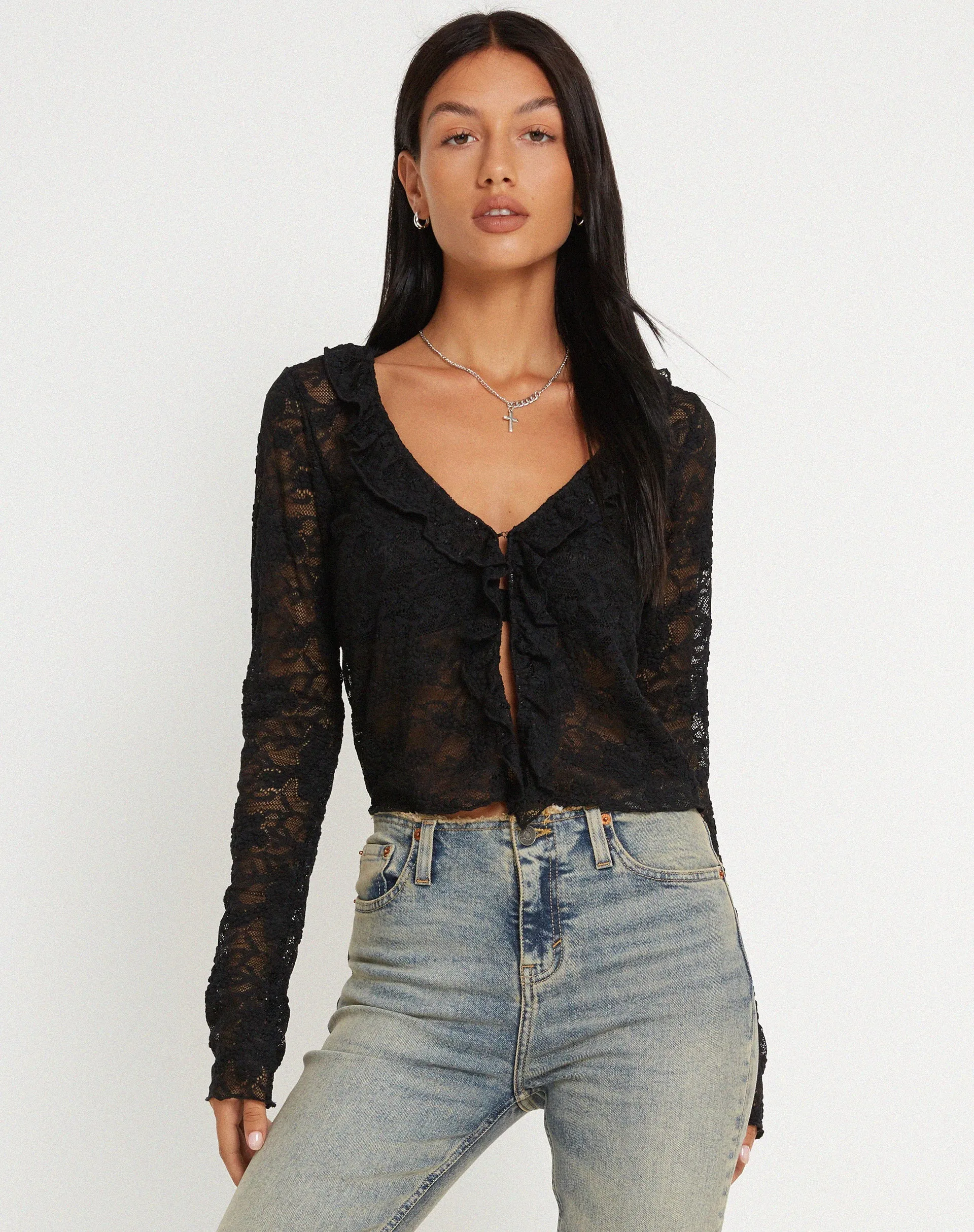 Sadiru Cardi in Lace Black