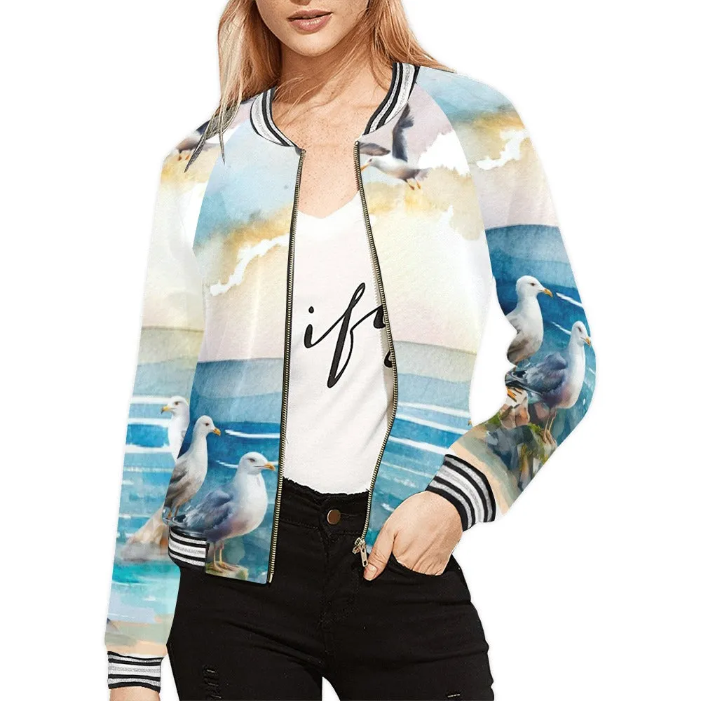 Seascape Bomber Jacket for Women