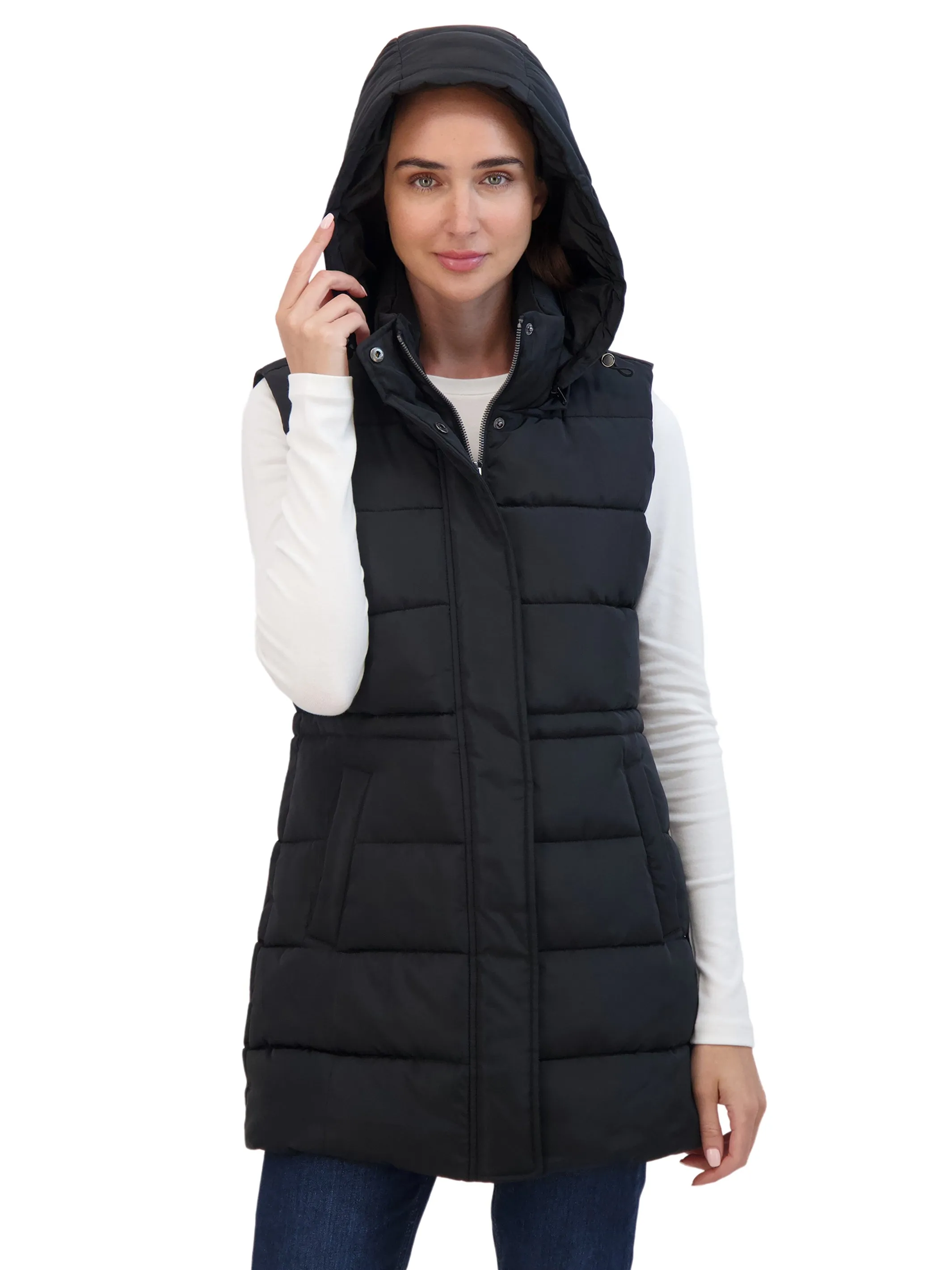 Sebby Collection Women's Puffer Vest With Drawstring Waist