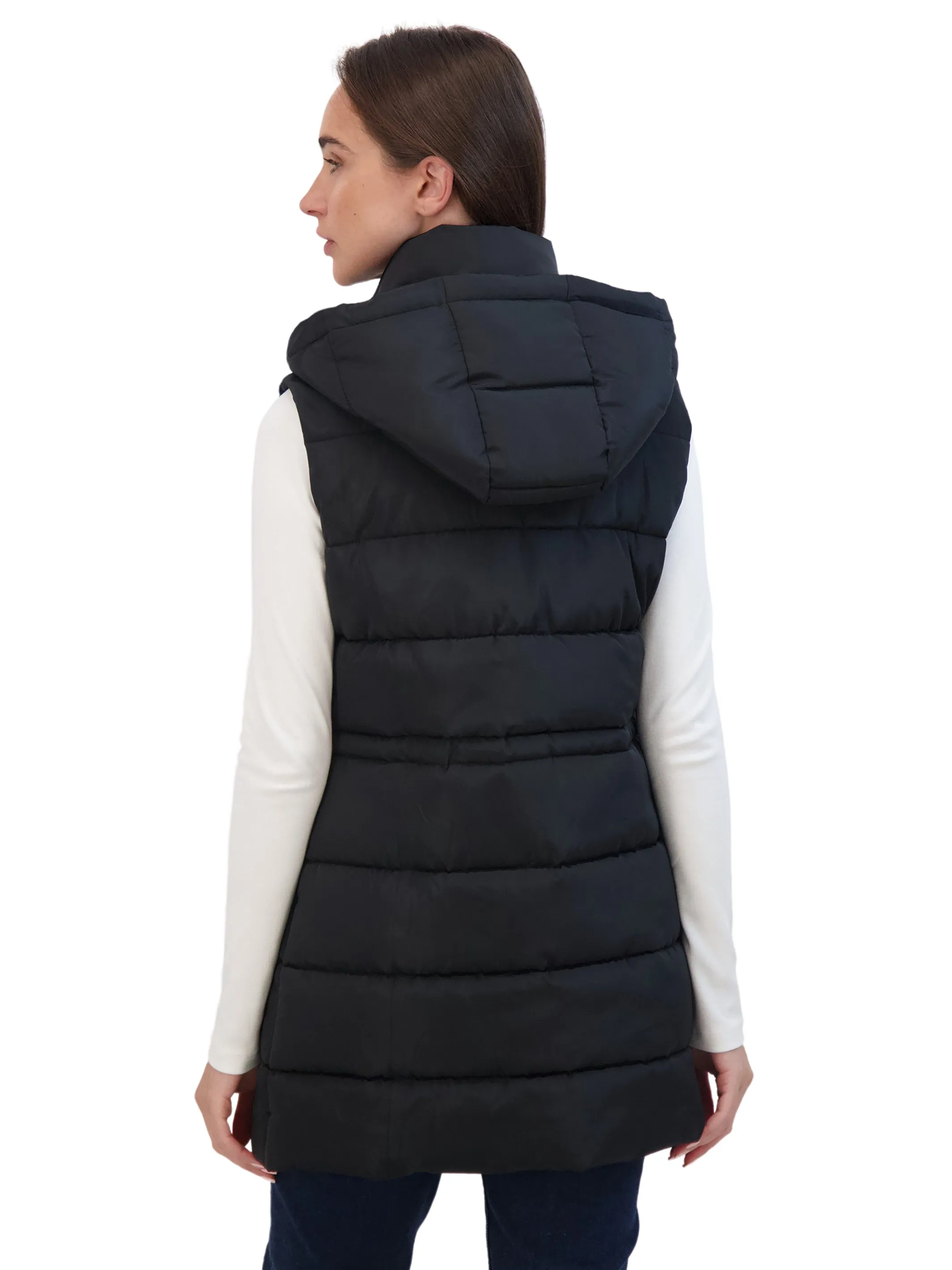 Sebby Collection Women's Puffer Vest With Drawstring Waist