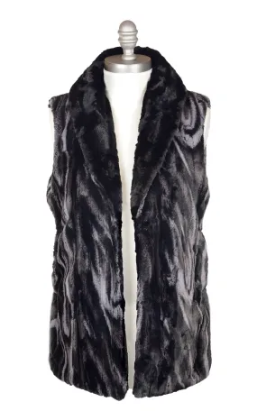 Shawl Collar Vest - Marble in Dune Faux Fur with Cuddly Fur