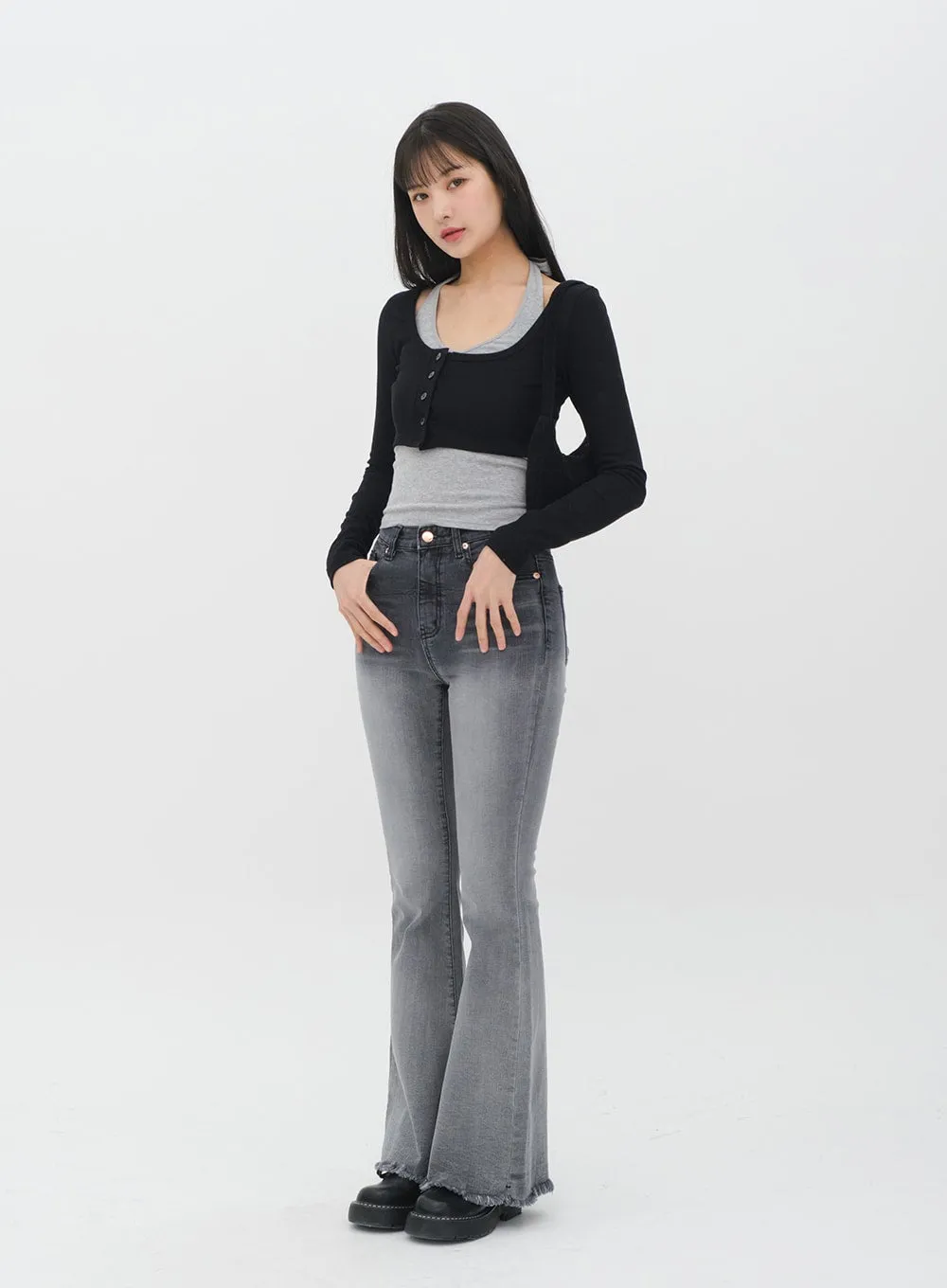 Side Button Knit Crop Top CO13