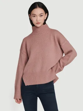 Side Slit Turtleneck -- Rosewood