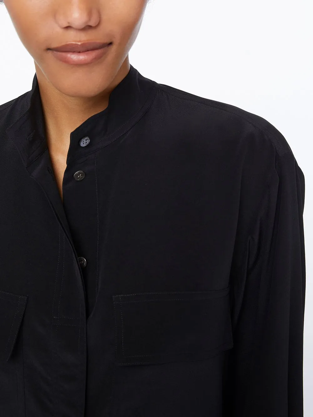 Silk Clean Safari Shirt -- Noir