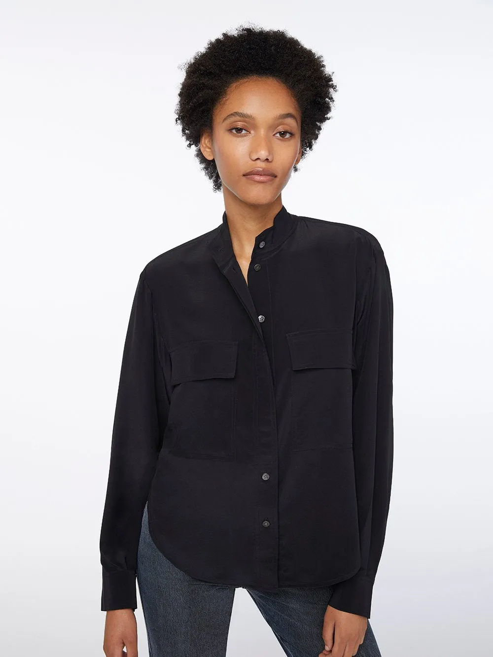 Silk Clean Safari Shirt -- Noir