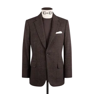 Single Breasted Notch Lapel Jacket in Chocolate Brown Glen Check