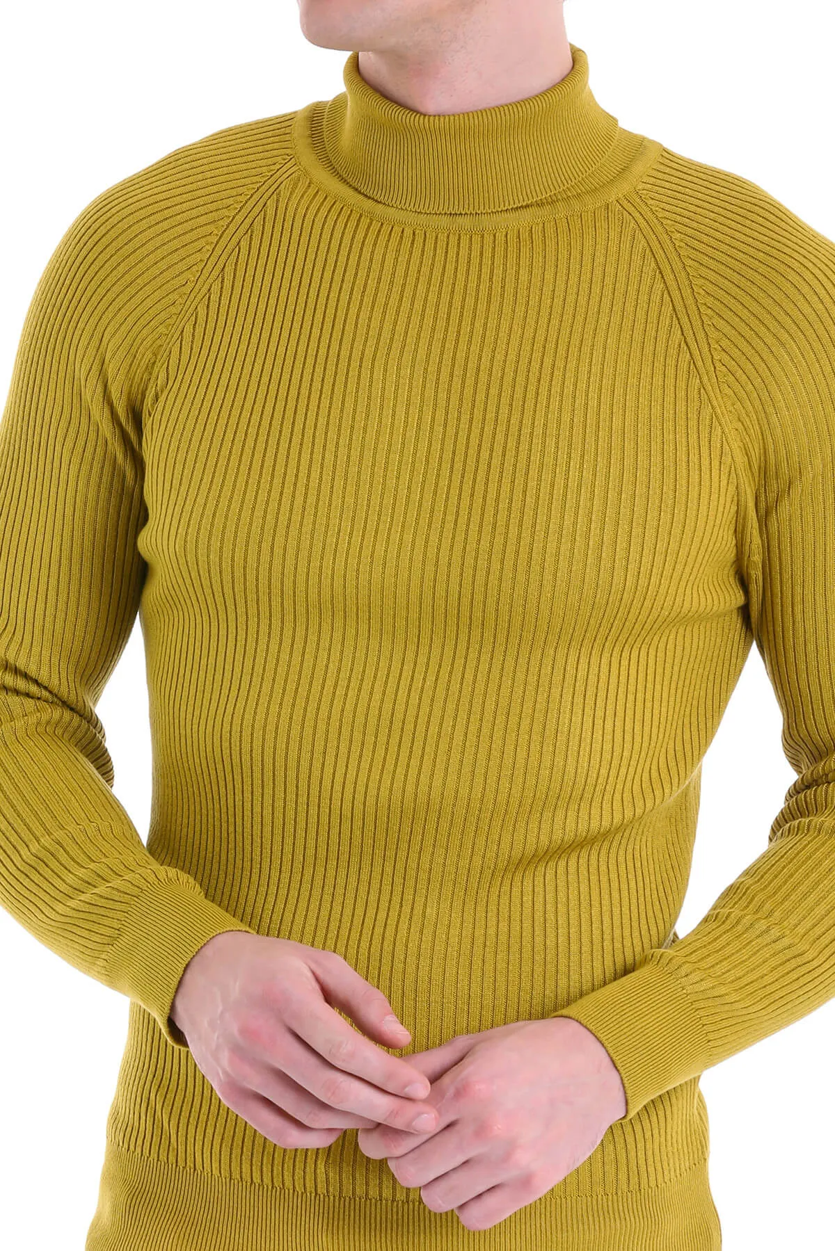 Slim Fit Olive Turtleneck Sweater