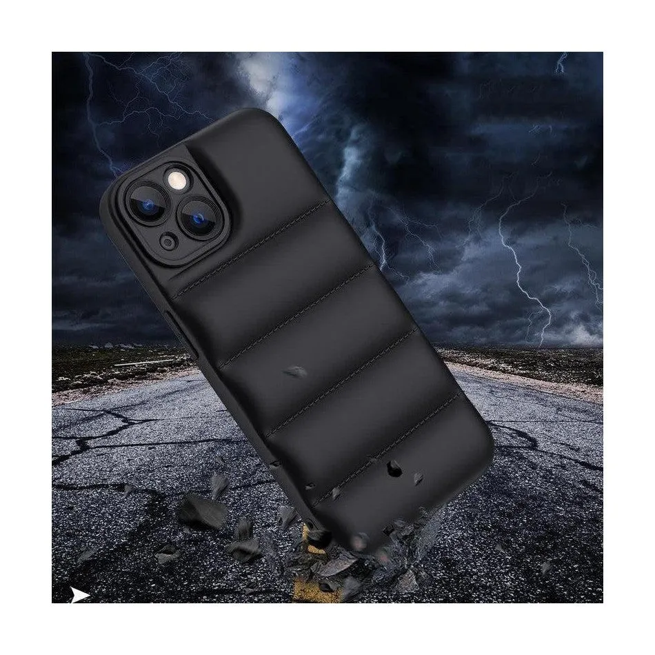 Soft Puffer Jacket Style Mobile Phone Case for iPhone 14 Pro - Black