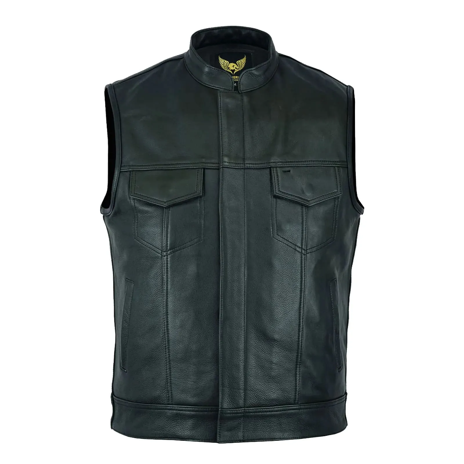 Sons of Anarchy Mens Motorcycle Premium Leather Vest Waistcoat Black