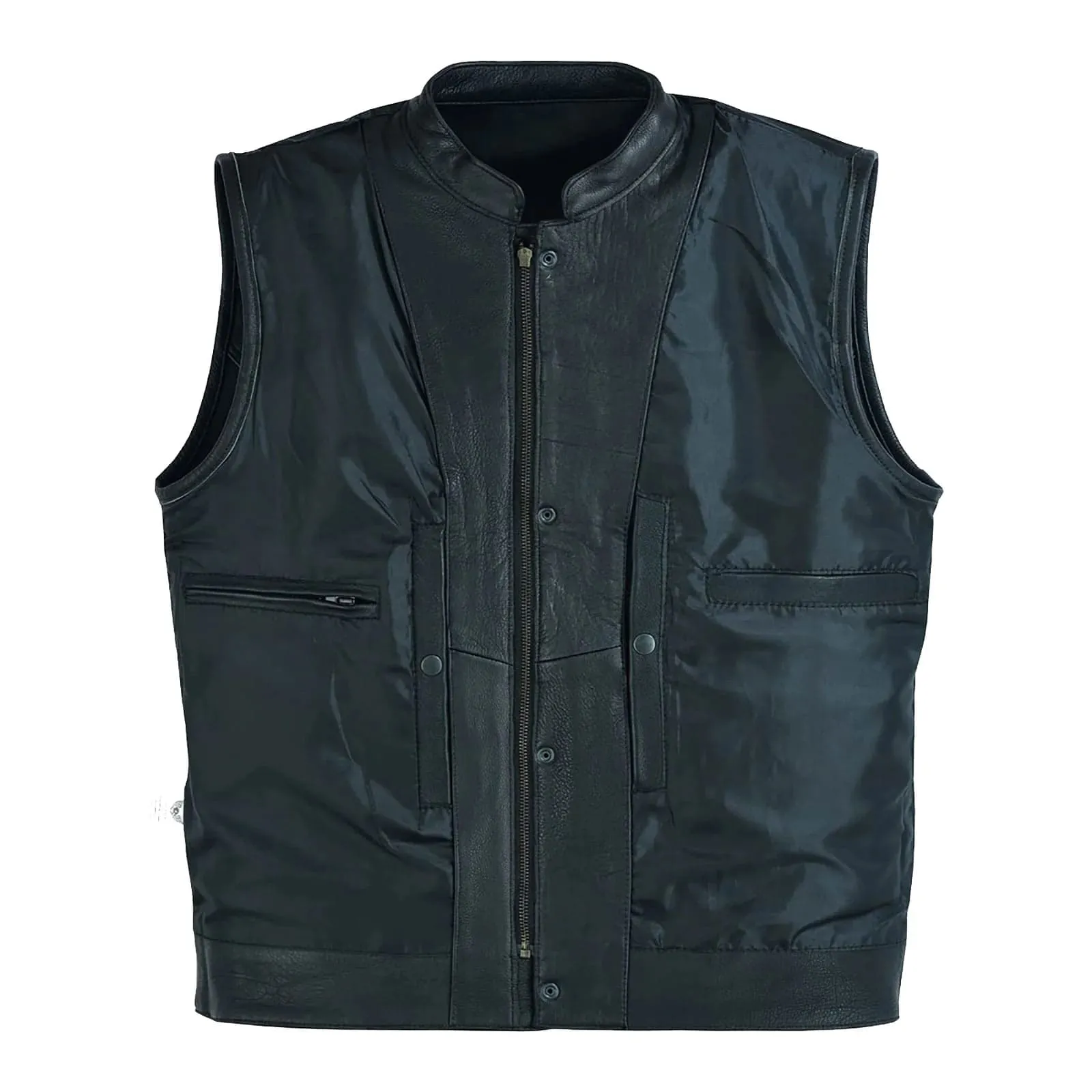 Sons of Anarchy Mens Motorcycle Premium Leather Vest Waistcoat Black