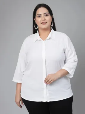 Style Quotient Plus women White Solid Formal Shirt