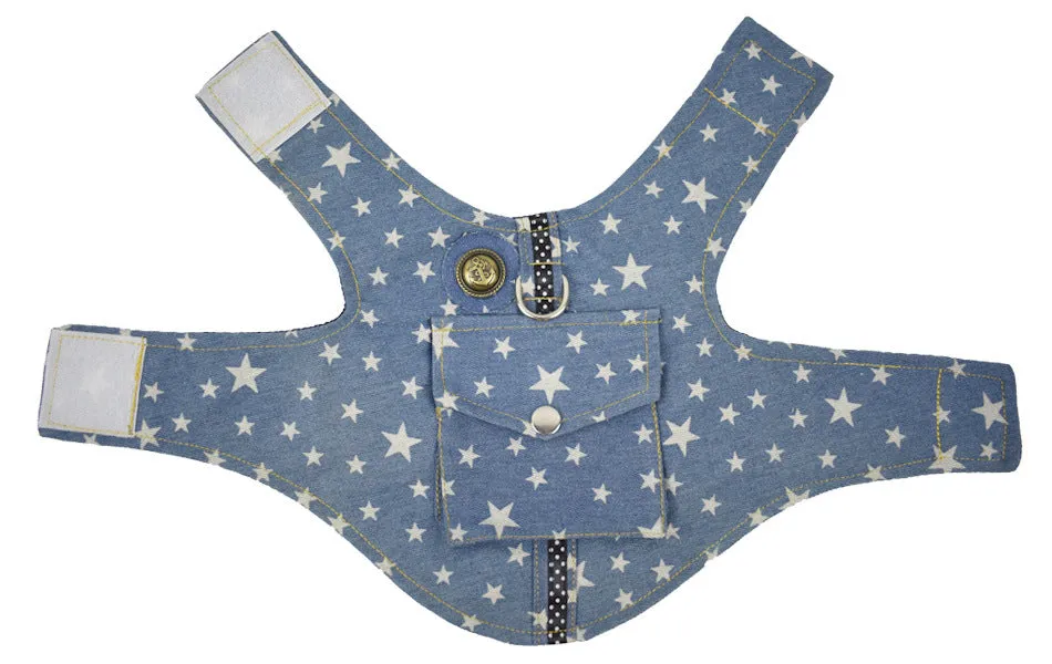 Stylish Denim Vest Harness with Leash for Dogs