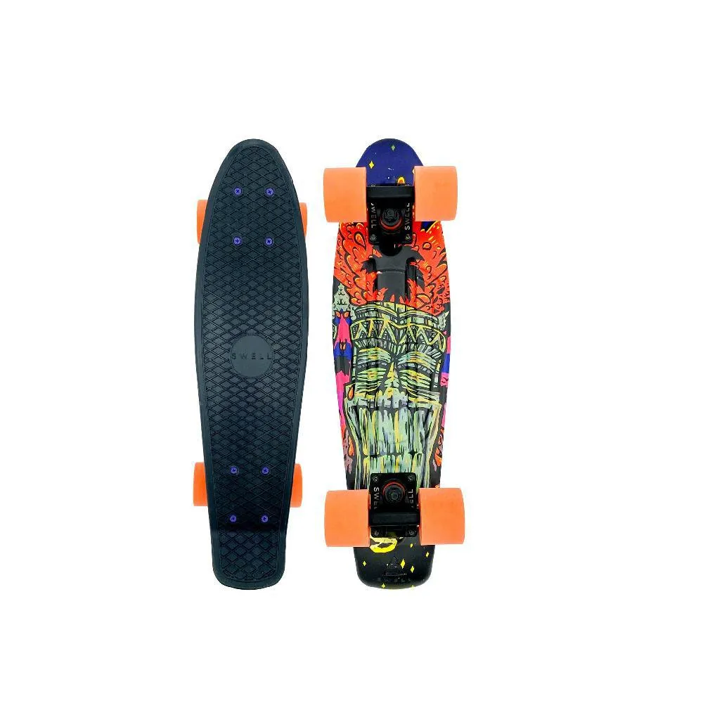 Swell 22" Complete Tiki Volcano Black Orange Mini Skateboard