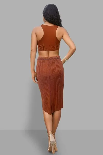 TEEK - Caramel Slit High Waist Skirt