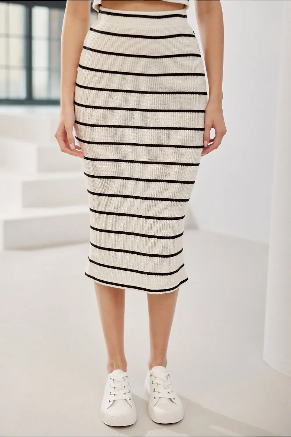 TEEK - Horizontal Striped Stretch Skirt