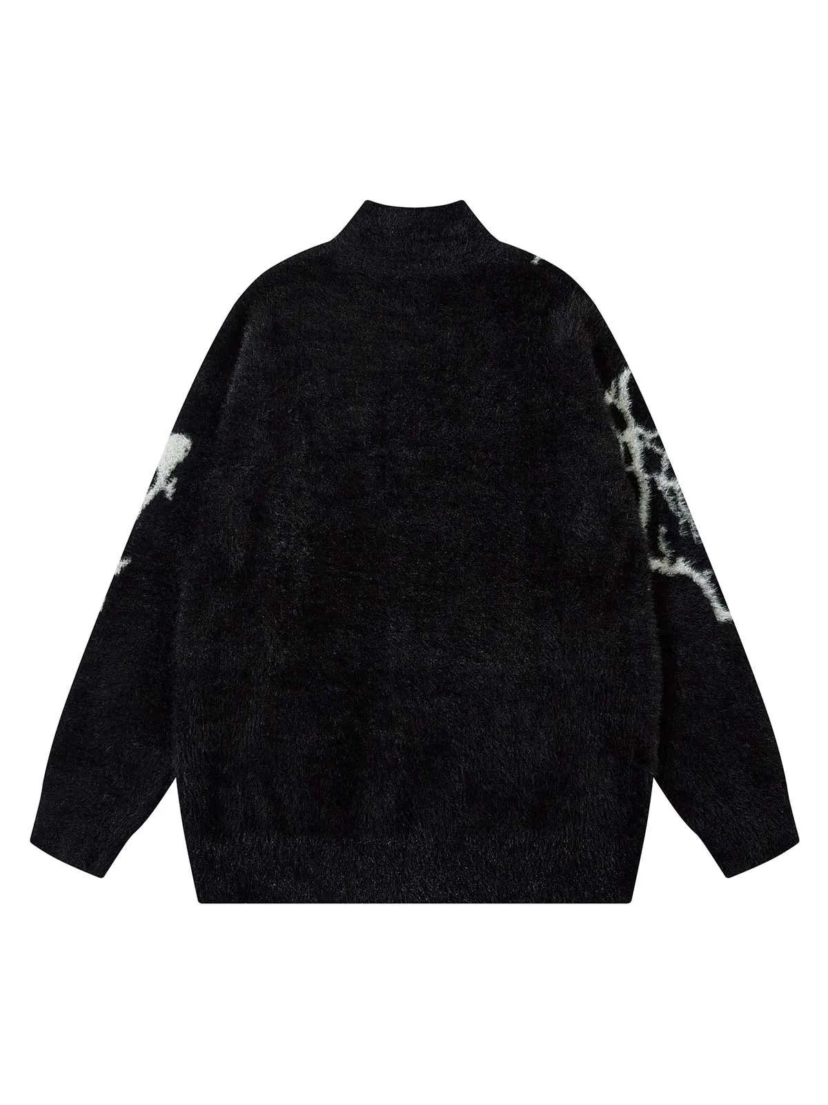 Thesupermade Lightning Graphic Imitation Mink Fur Zip Up Sweater