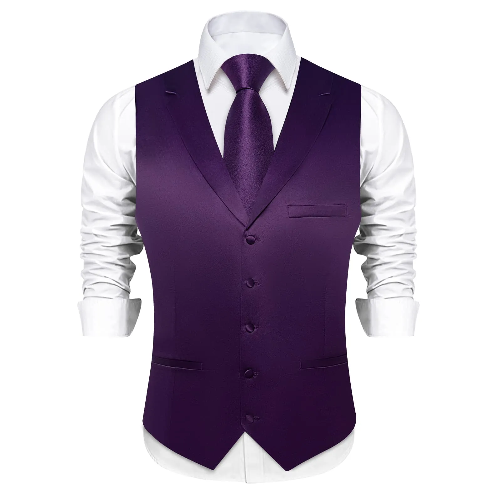 Ties2you Dress Vest Palatinate Purple Solid Notched Collar Silk Mens Work Vest