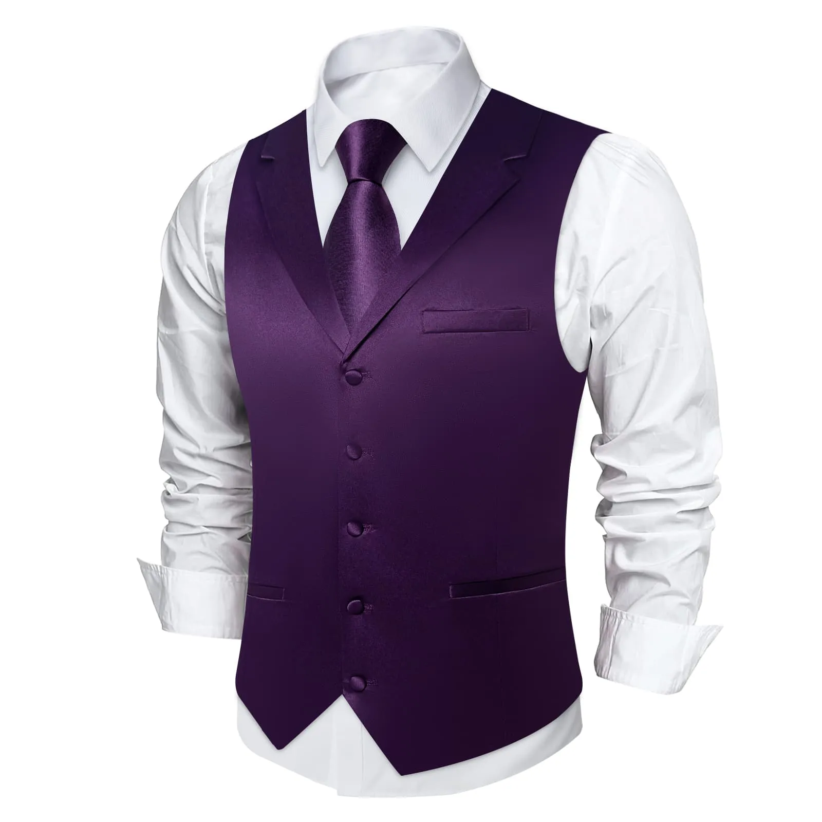 Ties2you Dress Vest Palatinate Purple Solid Notched Collar Silk Mens Work Vest