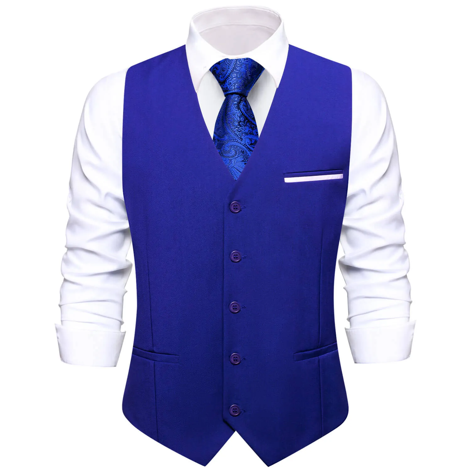 Ties2you Men's Formal Vest Cobalt Blue Solid Silk Vest