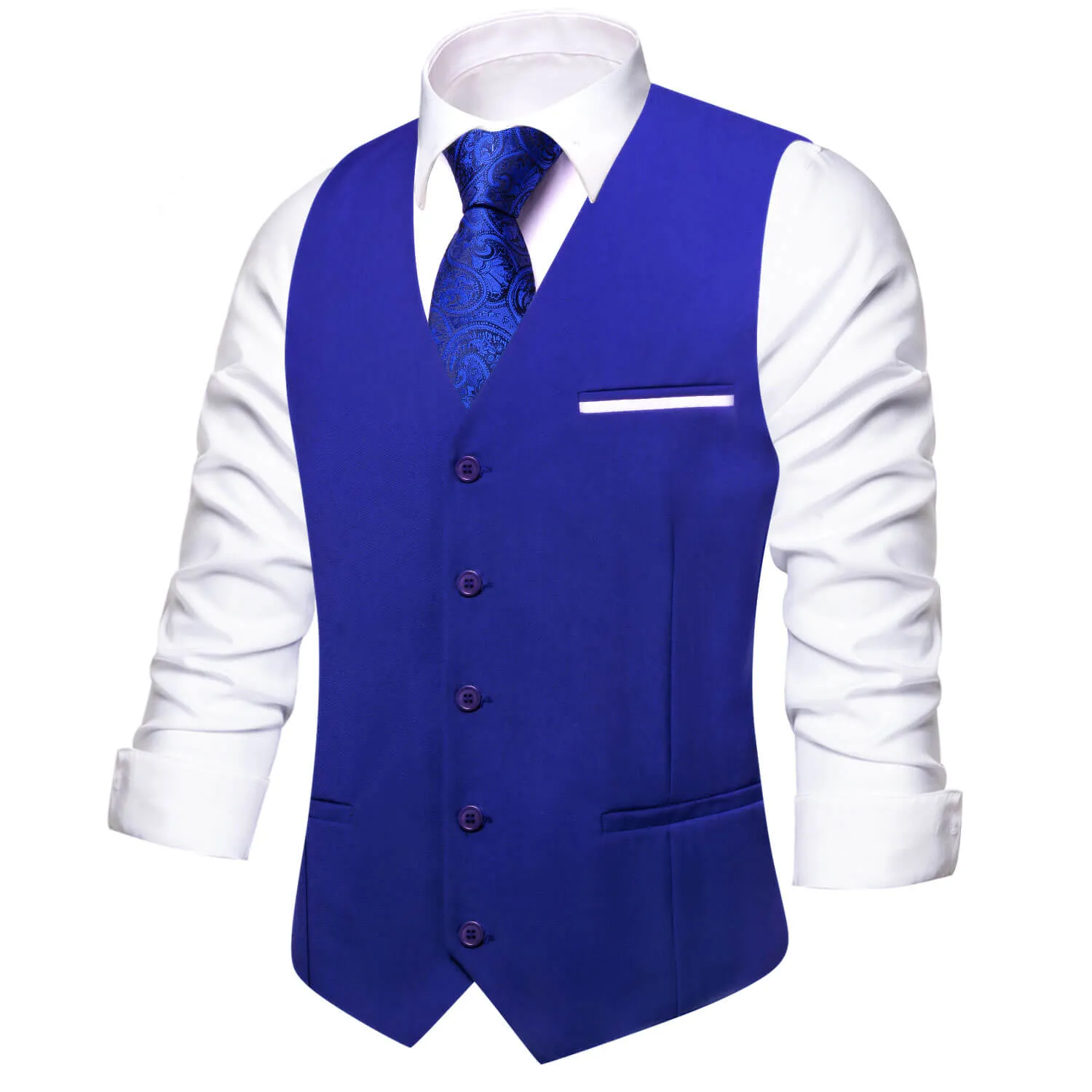 Ties2you Men's Formal Vest Cobalt Blue Solid Silk Vest