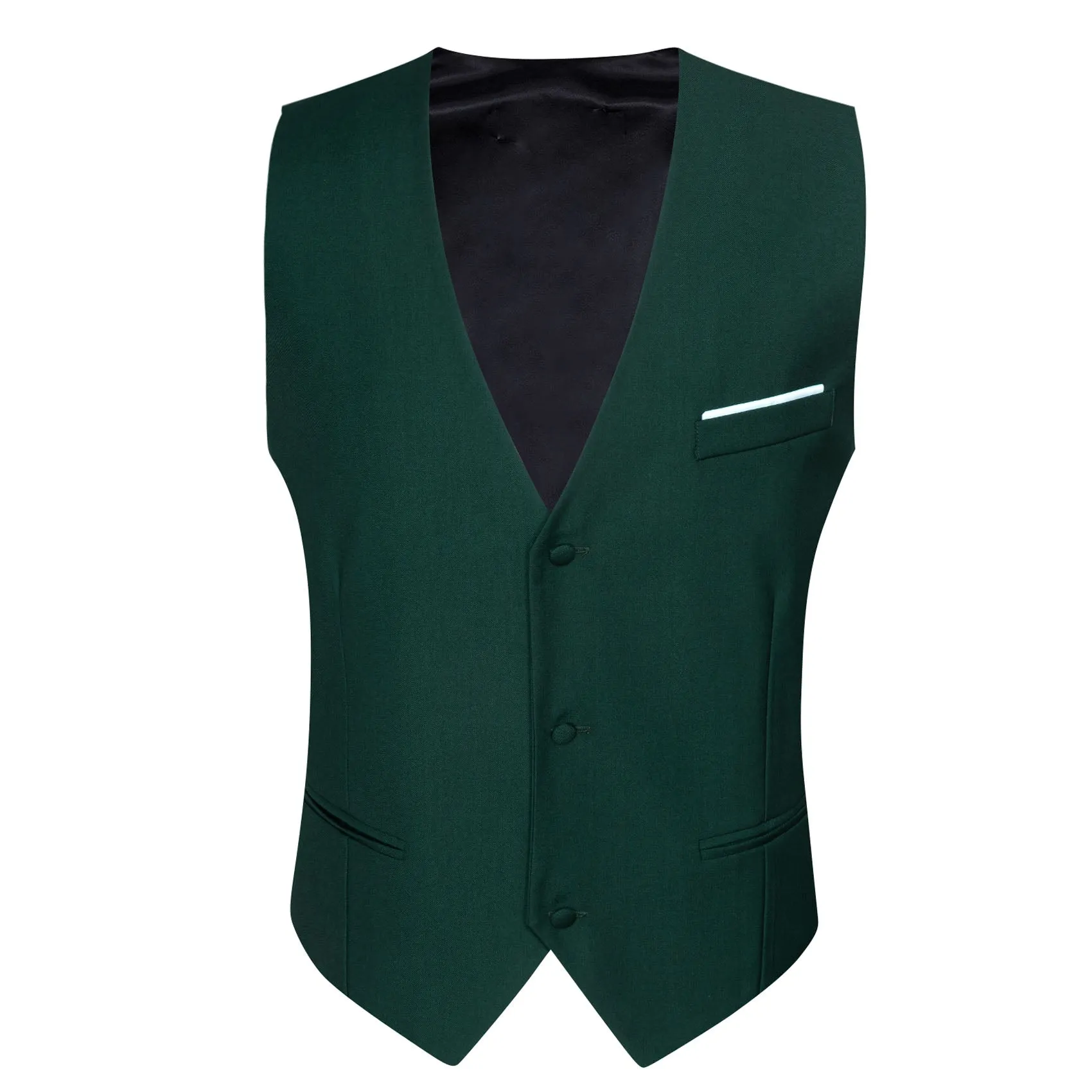 Ties2you Men's Vest Emerald Green Solid Silk V-Neck Business Vest