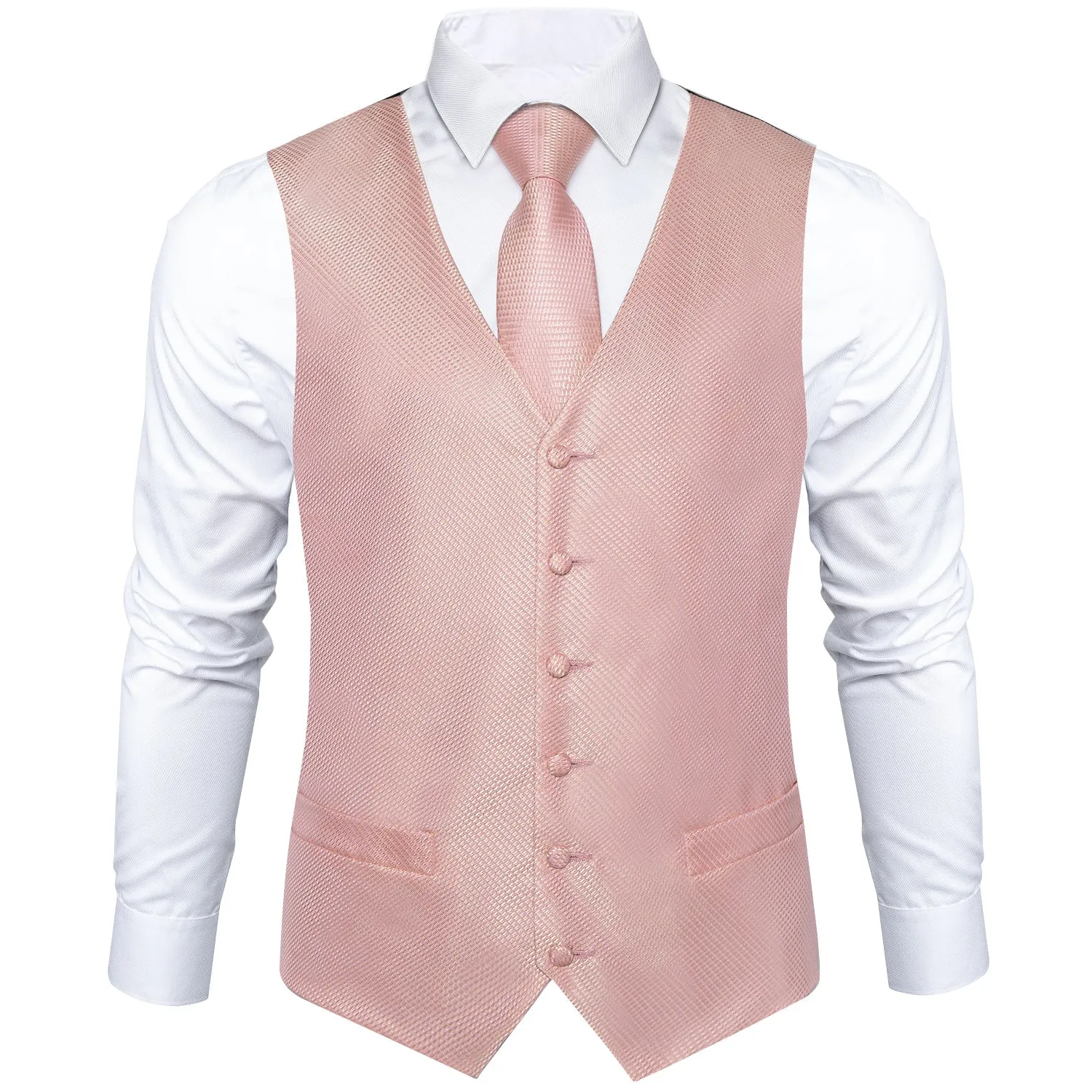 Ties2you Pink Vest for Mens Polka Dot Vest Tie Hanky Cufflinks Set Waistcoat Suit Set