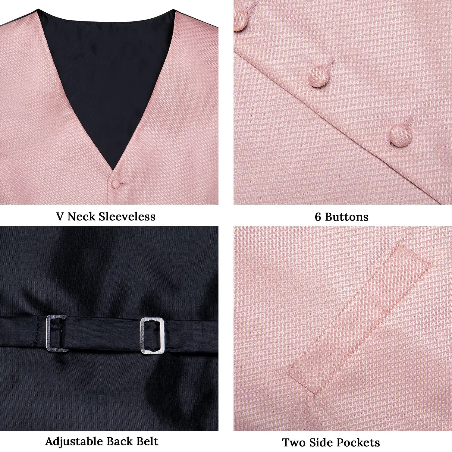 Ties2you Pink Vest for Mens Polka Dot Vest Tie Hanky Cufflinks Set Waistcoat Suit Set