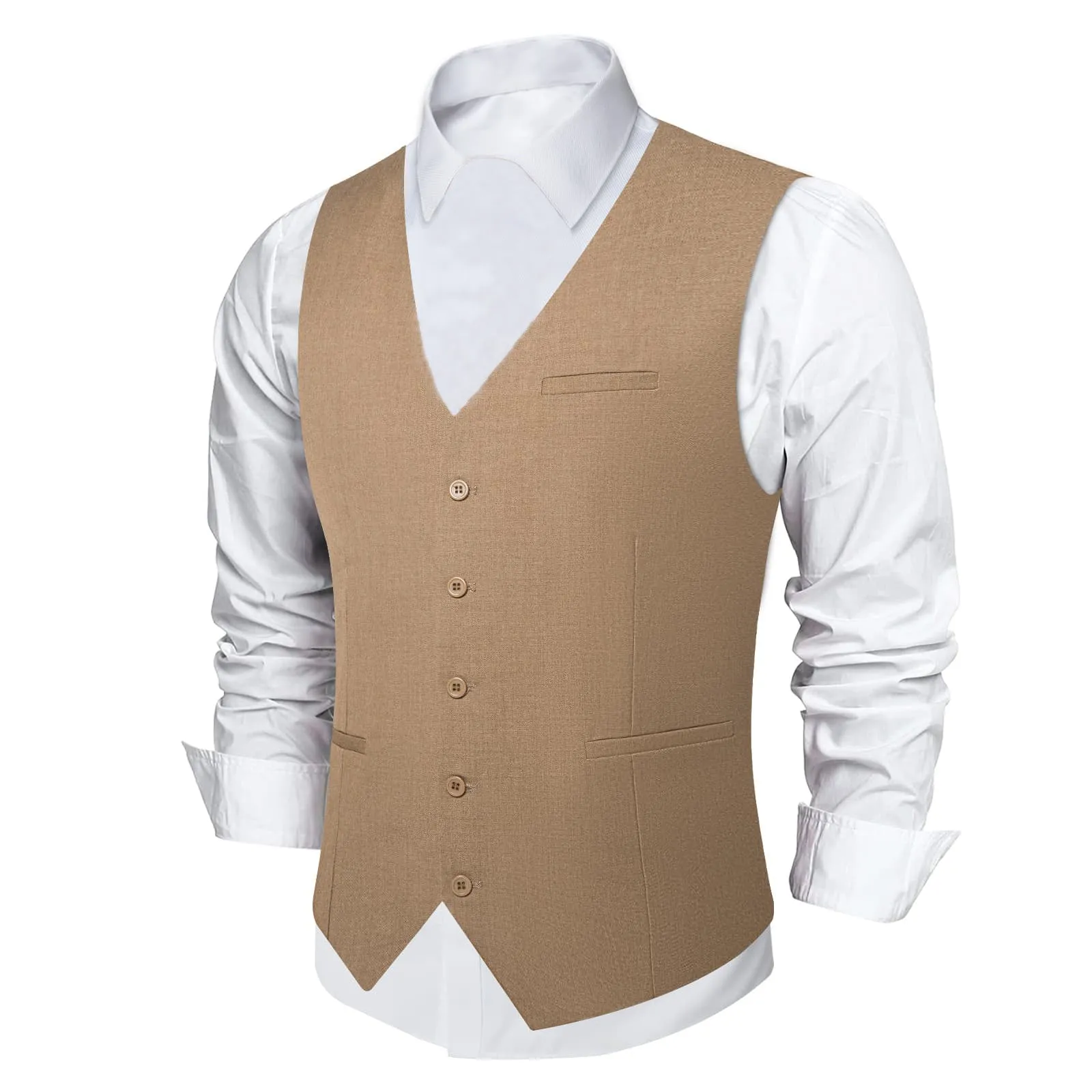 Ties2you Work Vest Pale Taupe Brown Solid Silk Mens Dress Tuxedo Vest for Business