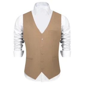 Ties2you Work Vest Pale Taupe Brown Solid Silk Mens Dress Tuxedo Vest for Business