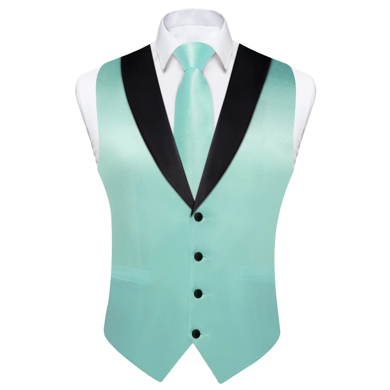 Ties2you Work Vest Shining Pale Robin Egg Blue Solid Shawl Collar Silk Mens Dress Vest Tie Set